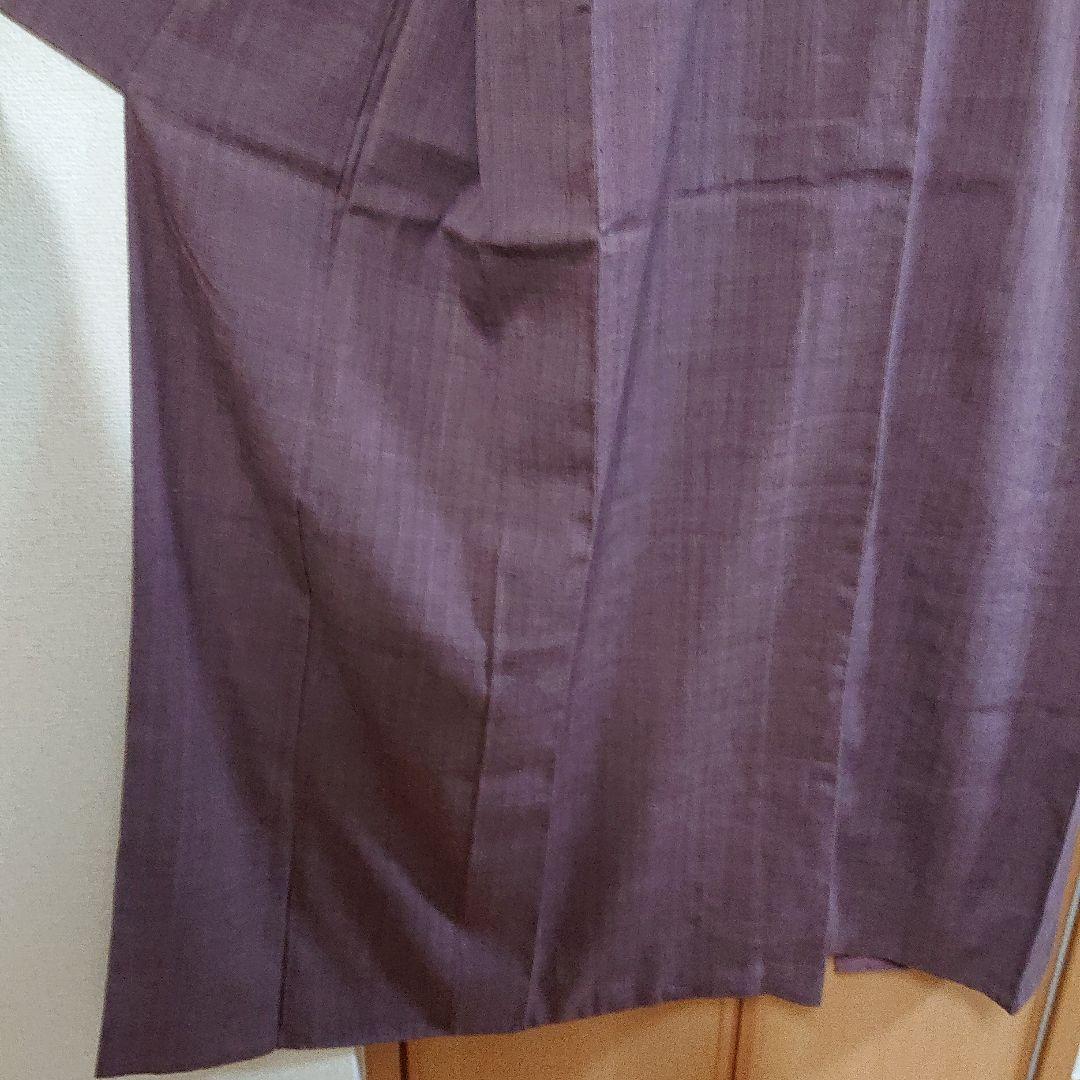 【本場結城縮】色無地 臙脂鼠 縮織