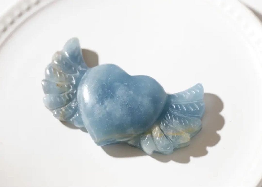 【天然石】ブルーカルサイト ハートウィング