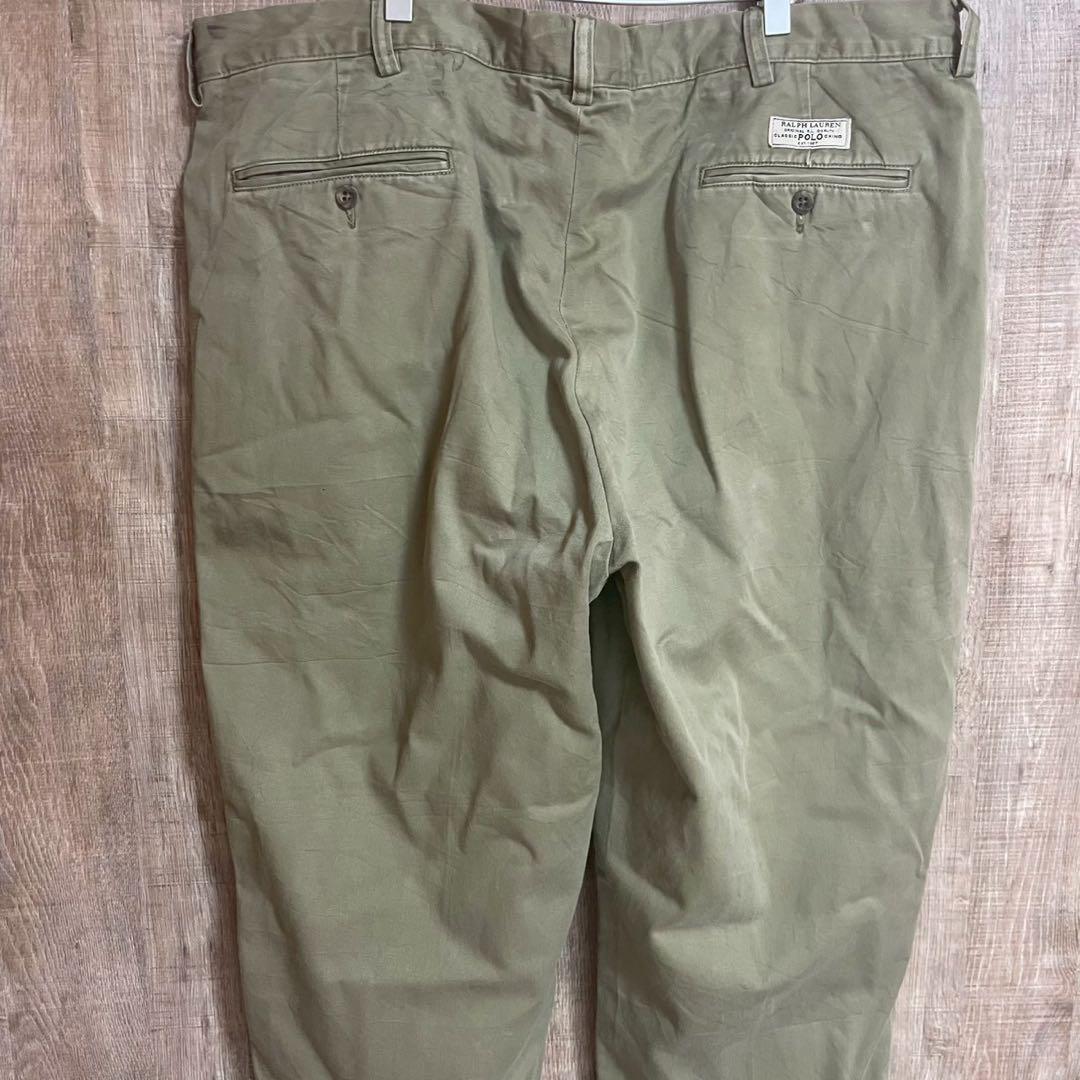 90s ラルフローレン ポロチノ アンドリュー カーキ ツータック 40/32