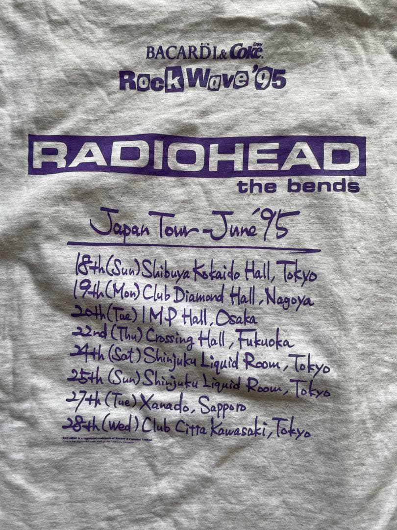 radiohead 1995 ジャパンツアーＴシャツ