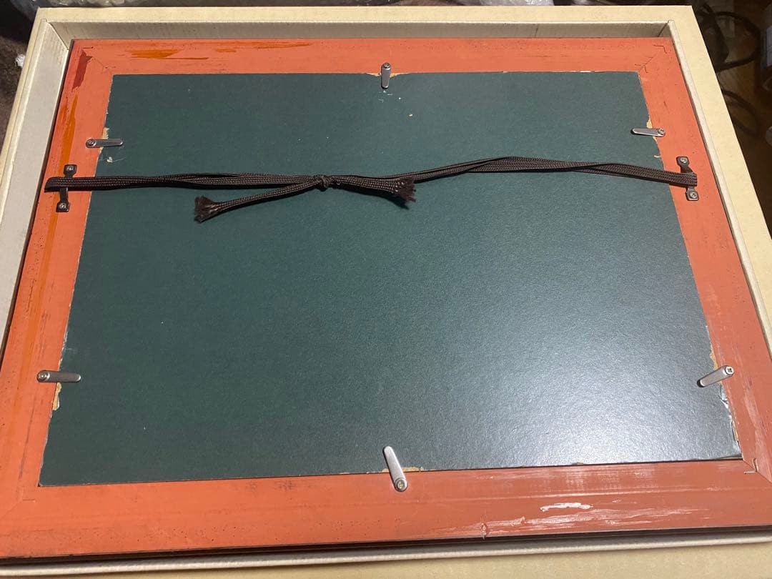 小林和作　真作　陶板作品　油彩額縁付き　海　荒磯