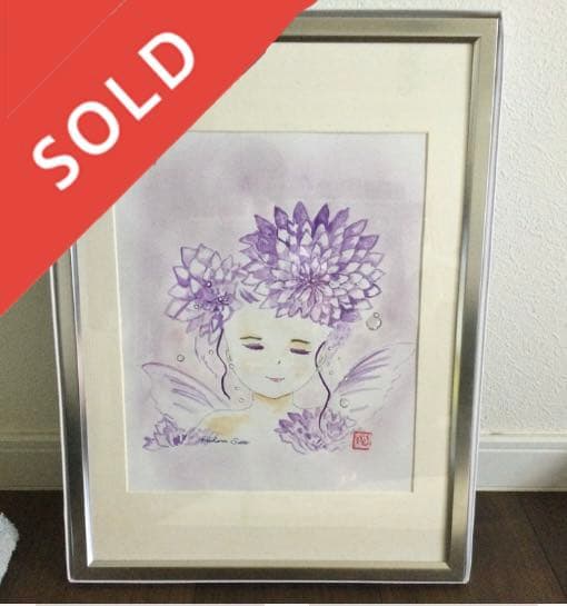 癒しの絵　水彩画　エンジェル