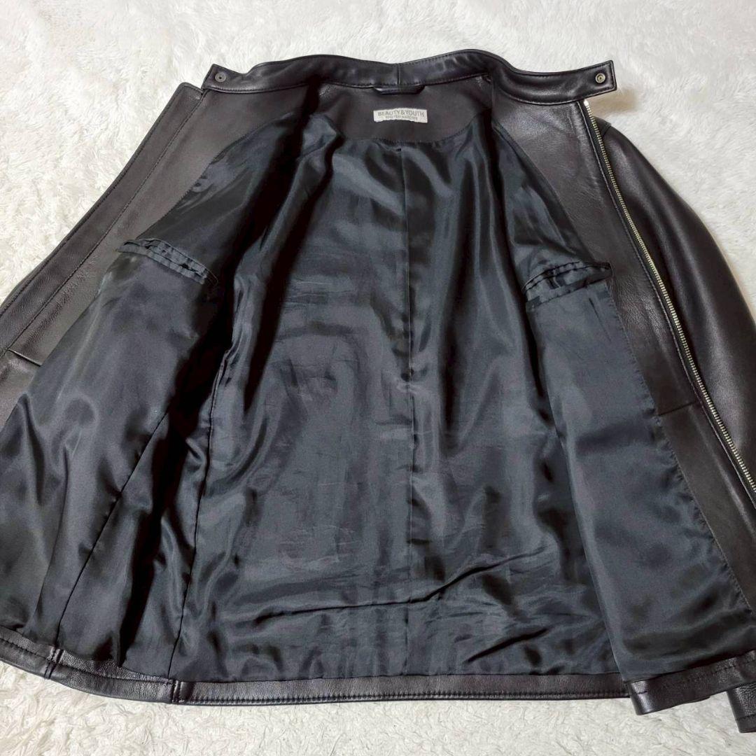 美品✨ ユナイテッドアローズ ラムレザー シングルライダース 羊革 黒 XL