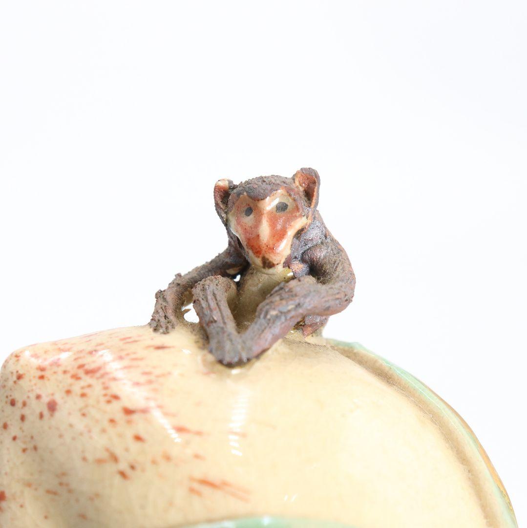 祥山造 仁清猿香合 平安 共箱 茶道具　AT121　1F28