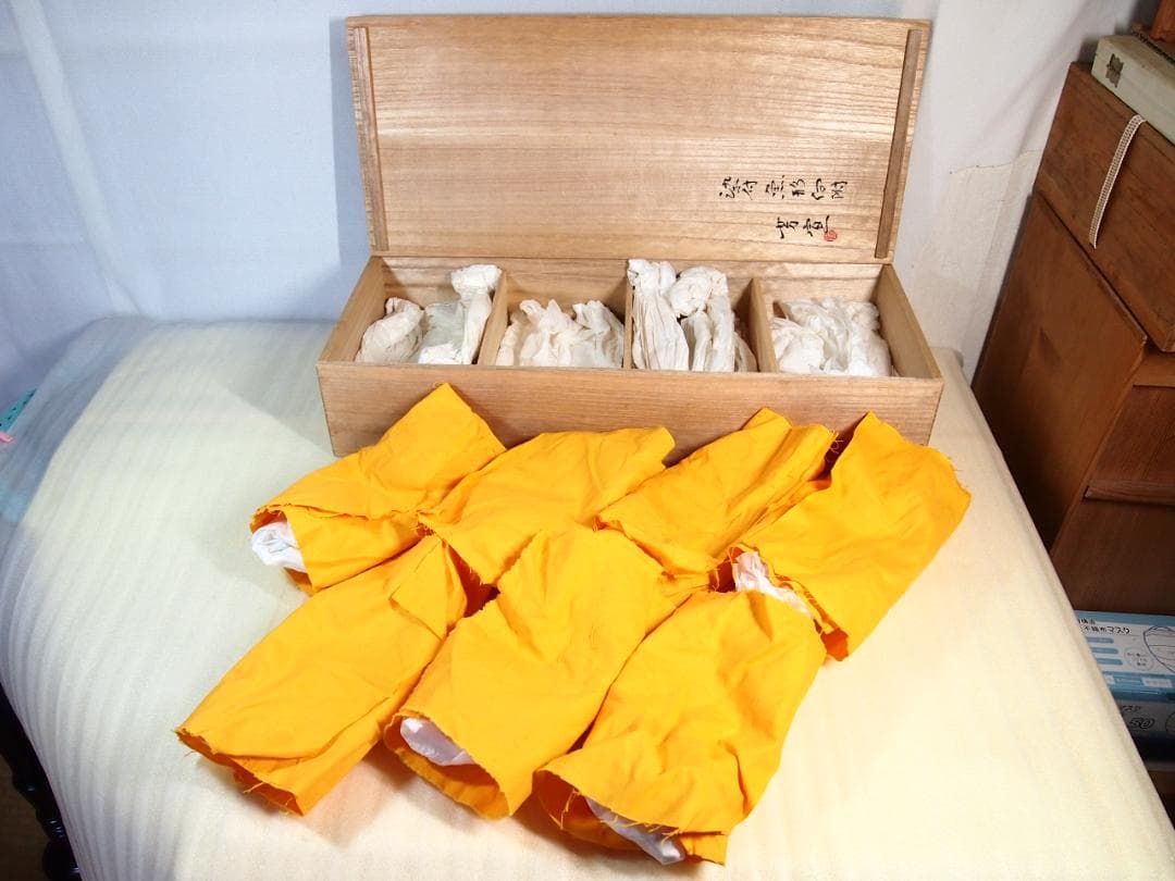 【未使用】高橋芳宣 染付魚型向付 7客 魚文向附 銘々皿/菓子皿 茶道具 食器