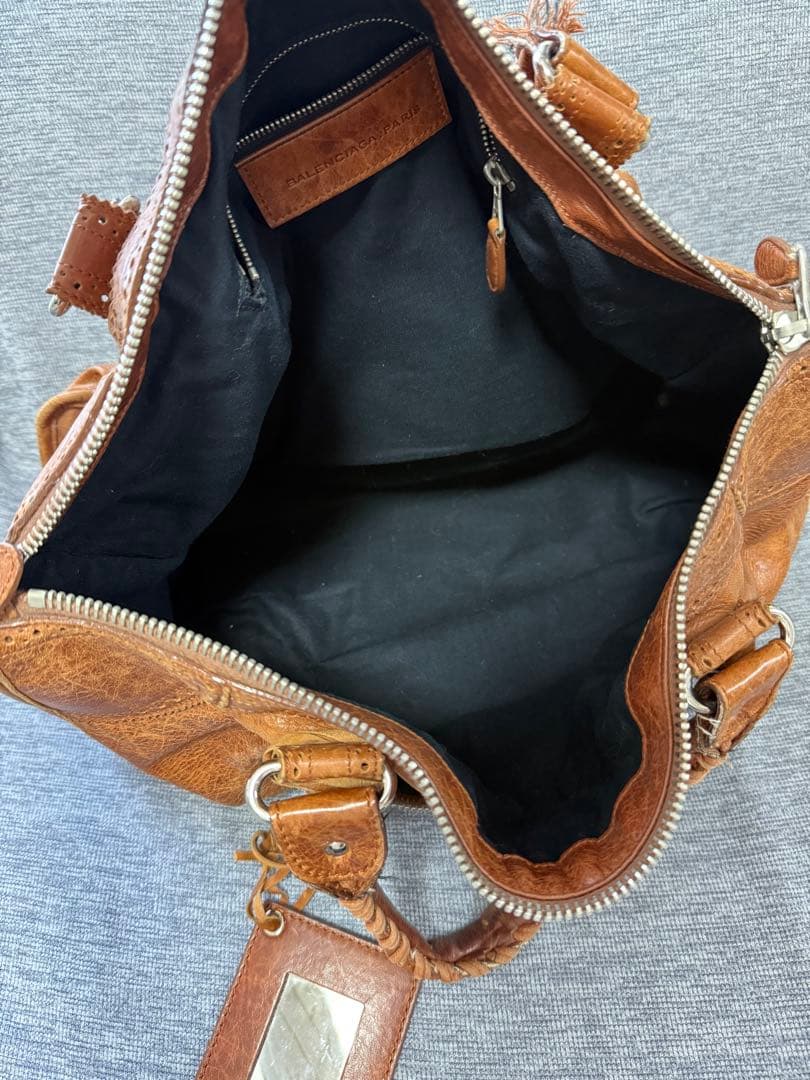 【mx品】BALENCIAGA ブラウンレザー ハンドバッグ
