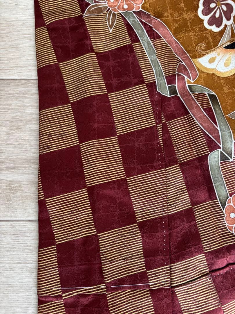 最終価格！⭐️振袖フルセット　正絹振袖　成人式　しつけ糸付き　茶系