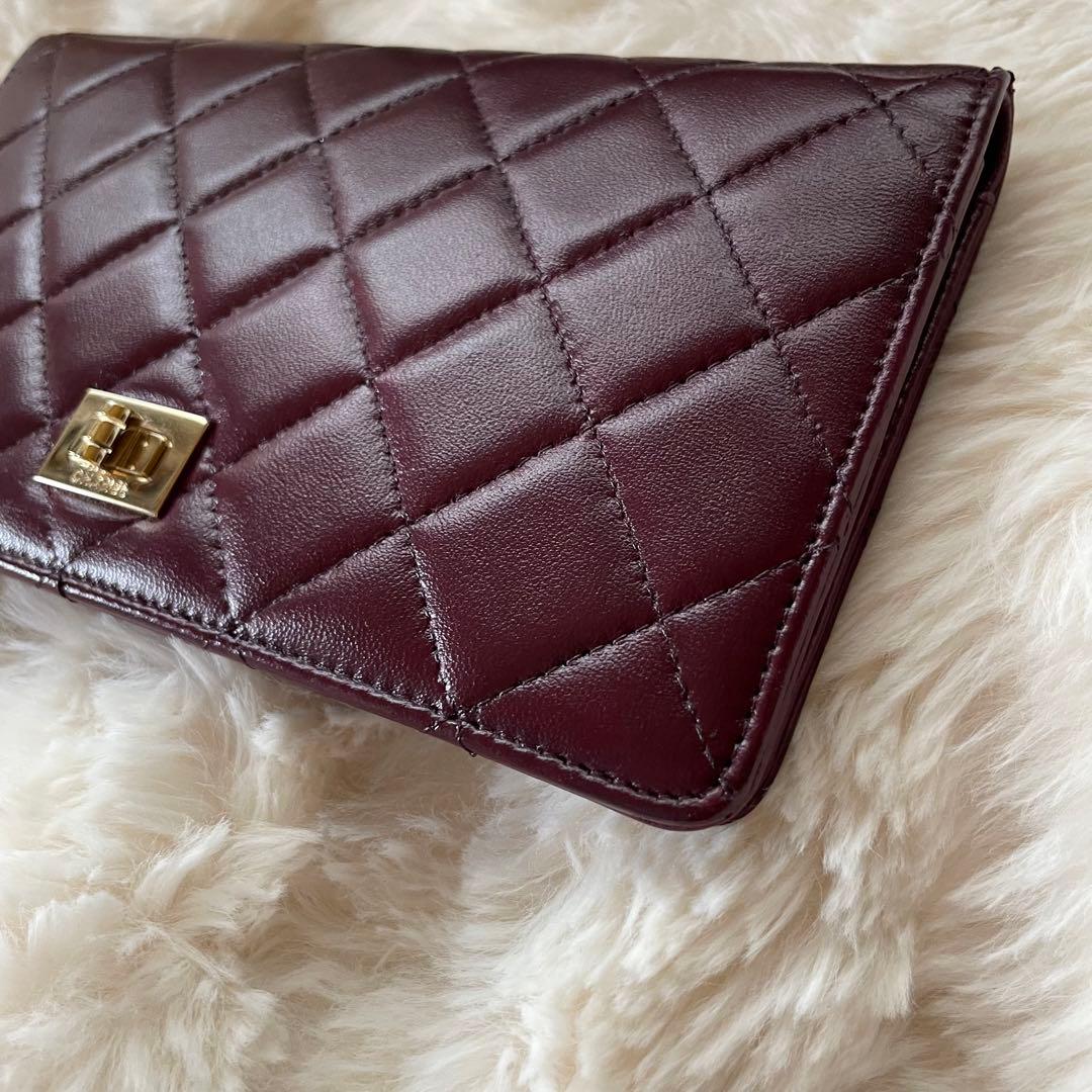 シャネル CHANEL 財布 二つ折り パープル マトラッセ 2.55 正規品