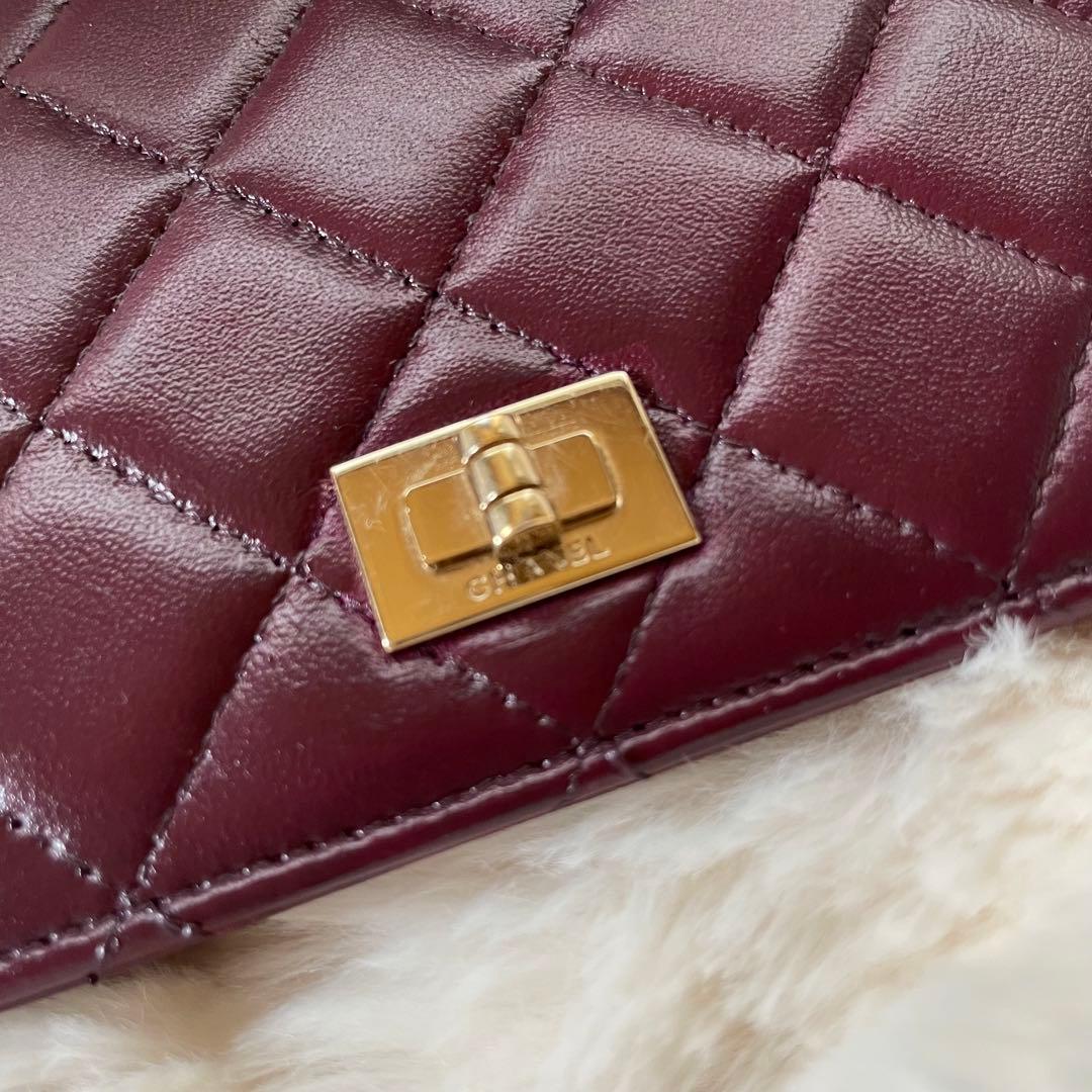 シャネル CHANEL 財布 二つ折り パープル マトラッセ 2.55 正規品