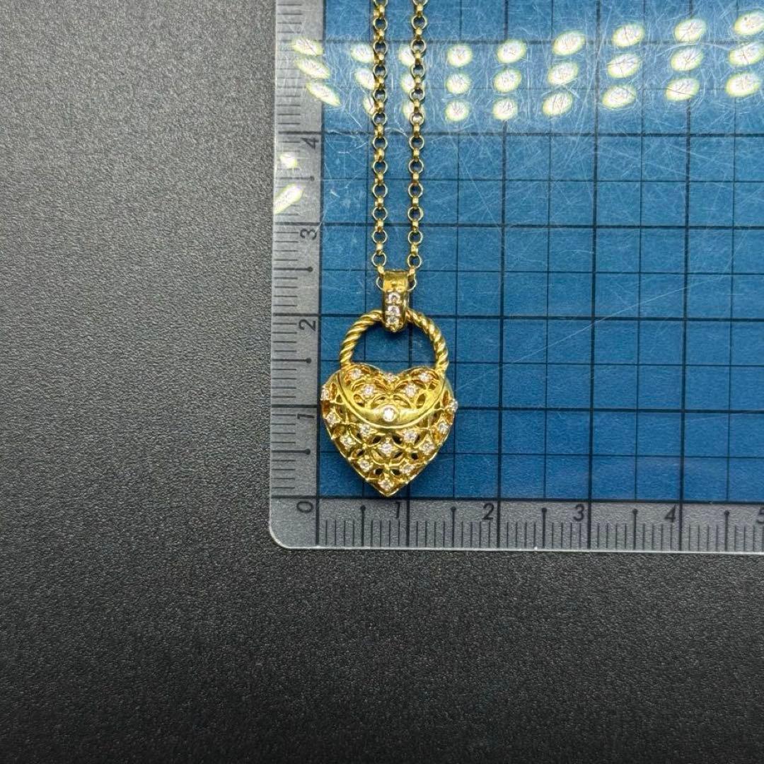 K18 ハートモチーフ ロケットペンダントネックレス