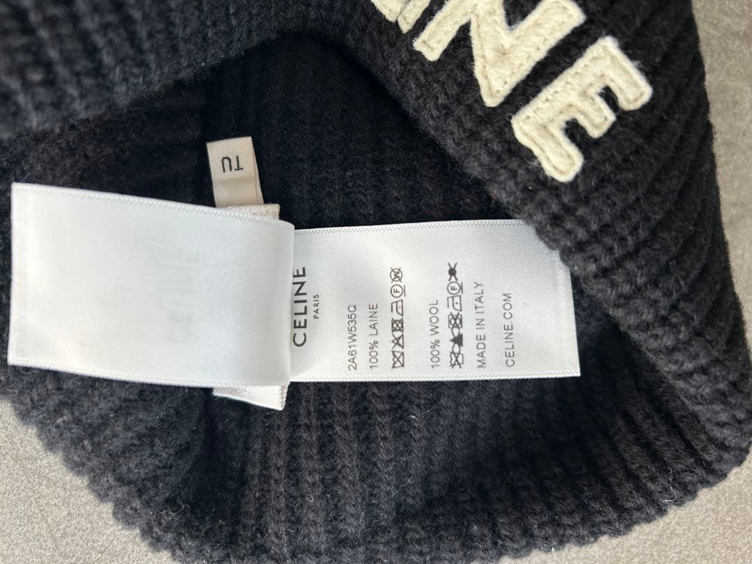 CELINE ブラック ニット帽 M