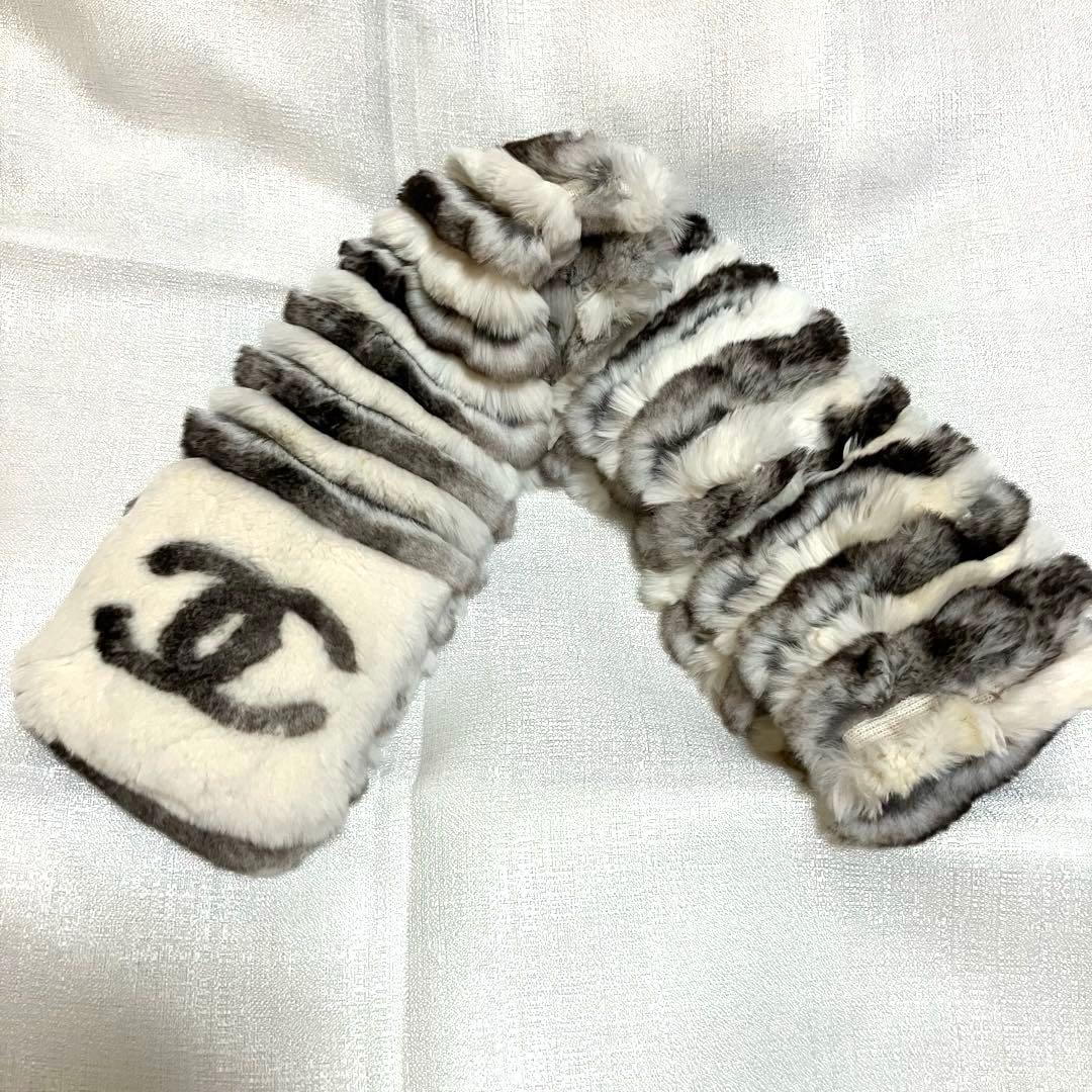 美品】CHANEL オリラグ マフラー ココマーク CC シャネル リアルファー