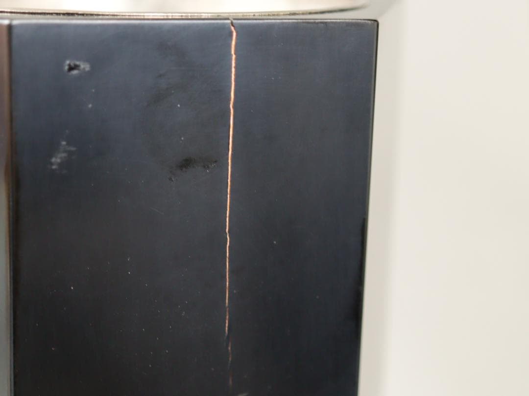 山口作介 艶消黒塗 六角寄三重 花生け 華道具 共箱