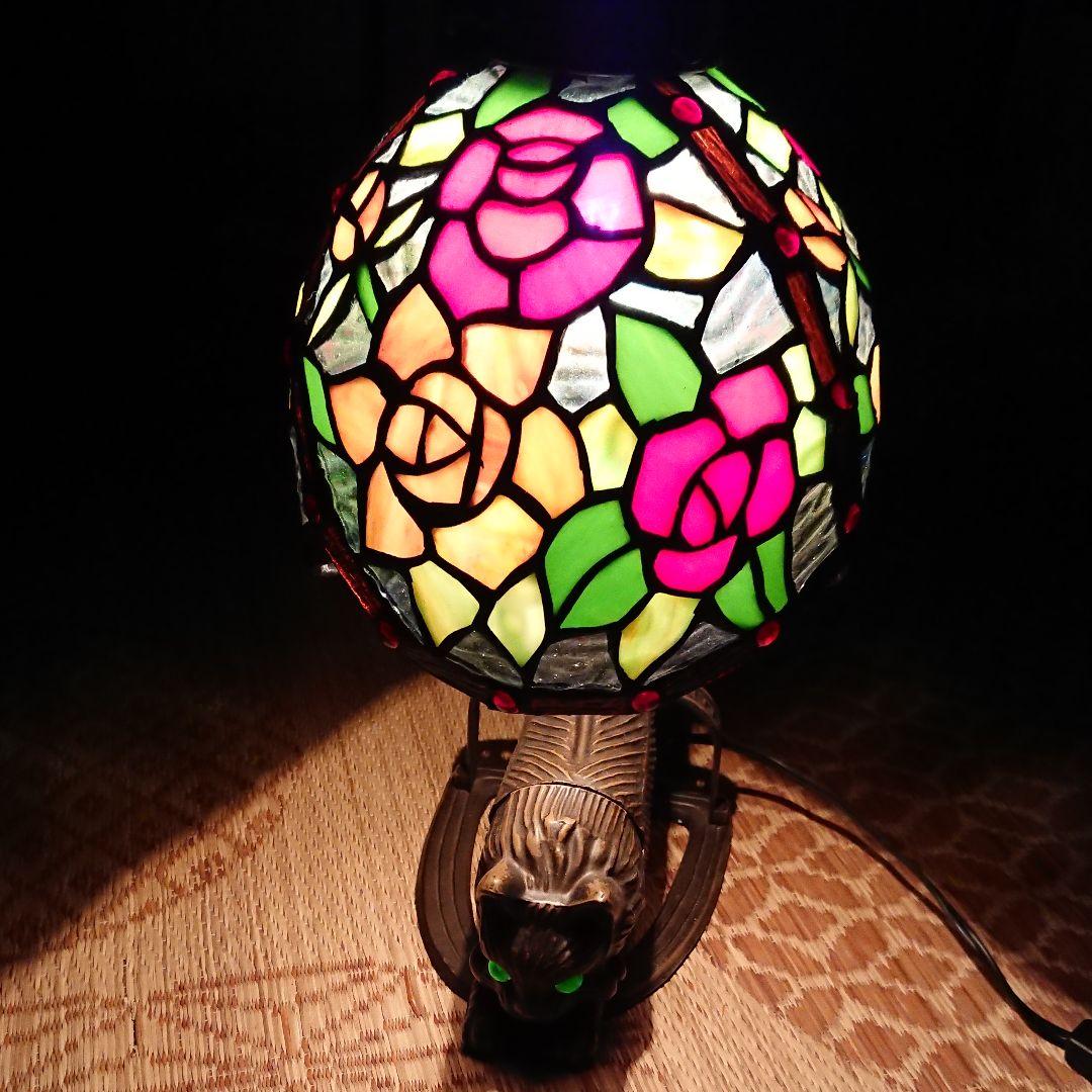 ステンドグラス 猫 アンティーク 照明