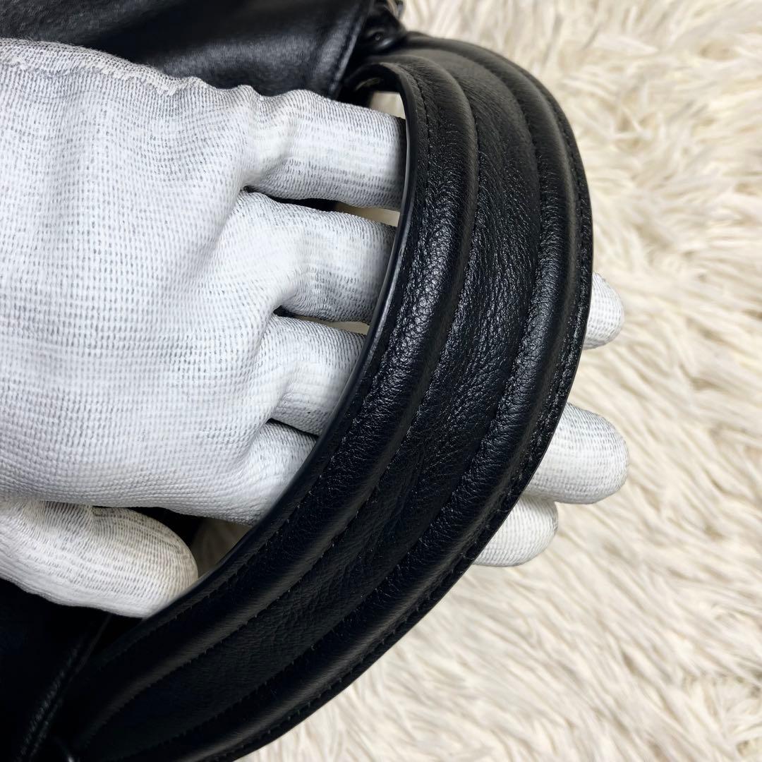 【美品】 シンクビー 巾着 2way ラインストーン レザーブラック