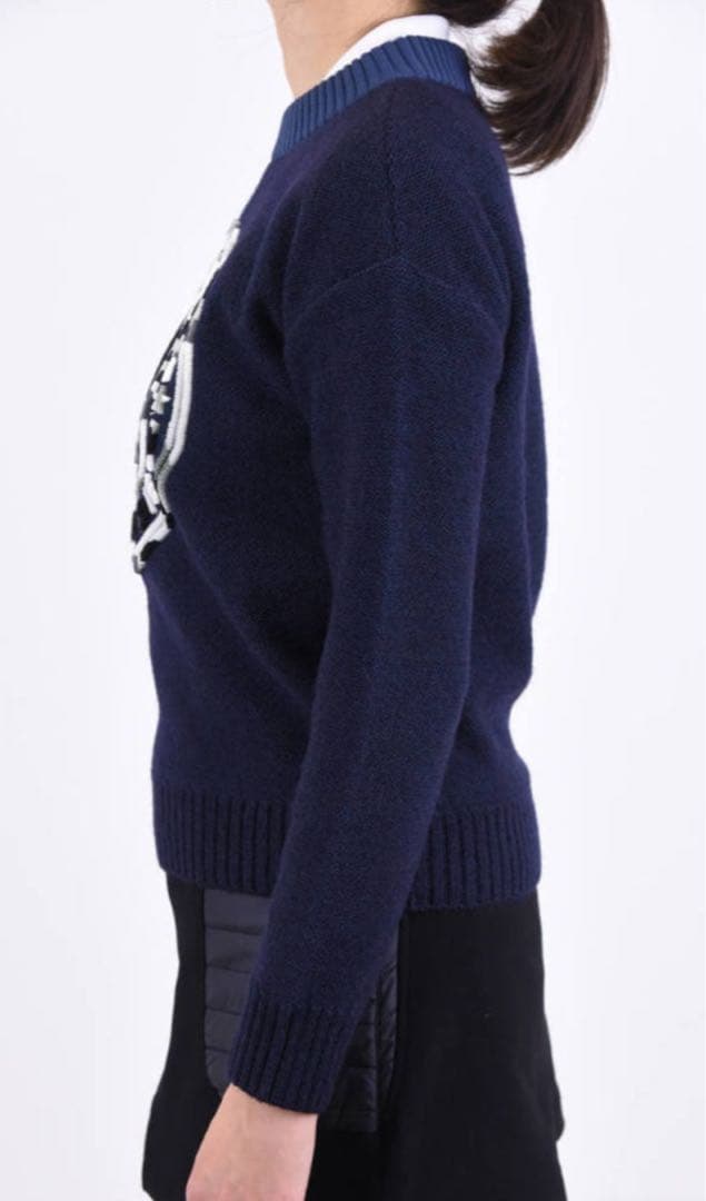 MARK&LONAマークアンドロナ カモフラスカルロゴ★裏地付きニット38(M)