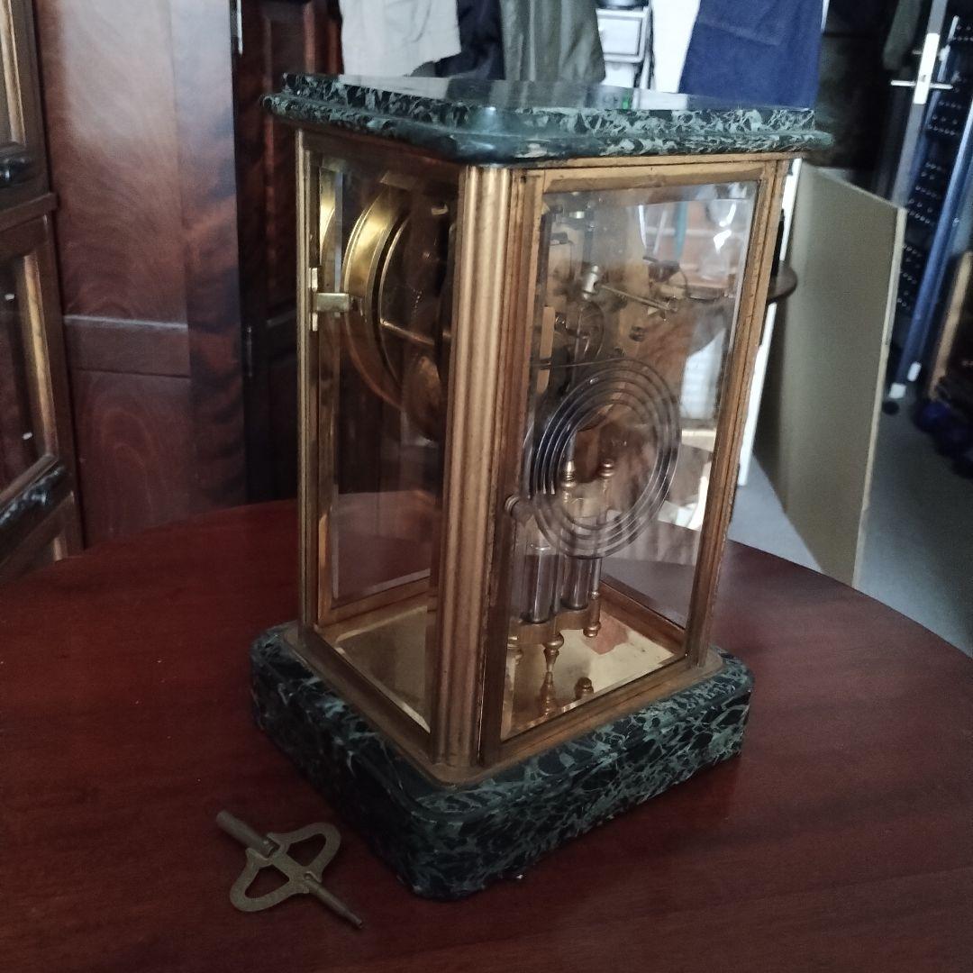 ぬ*.様 アンティーク　精工舎　大理石　４面ガラス　時報打ち　置時計　 ゼンマイ