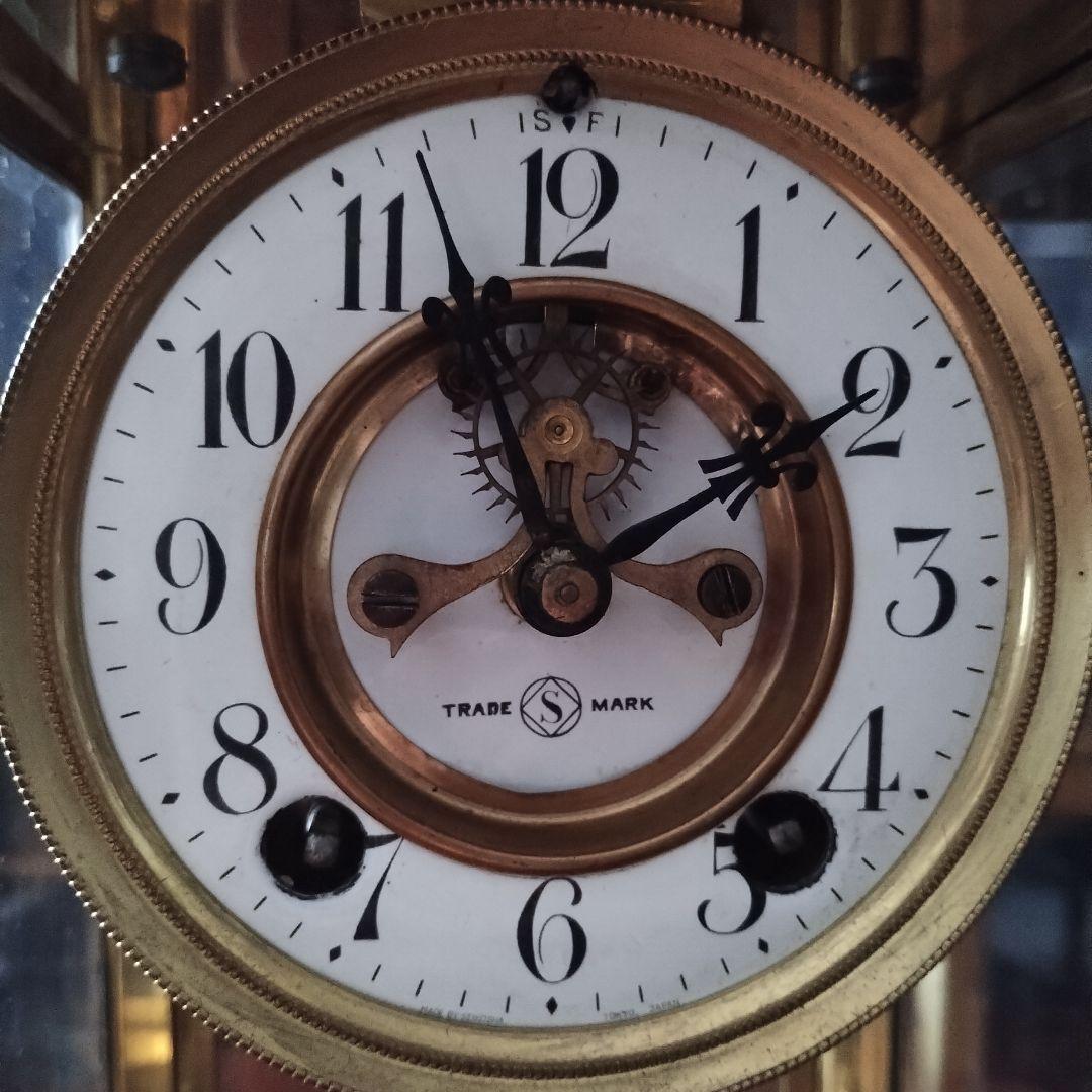 ぬ*.様 アンティーク　精工舎　大理石　４面ガラス　時報打ち　置時計　 ゼンマイ