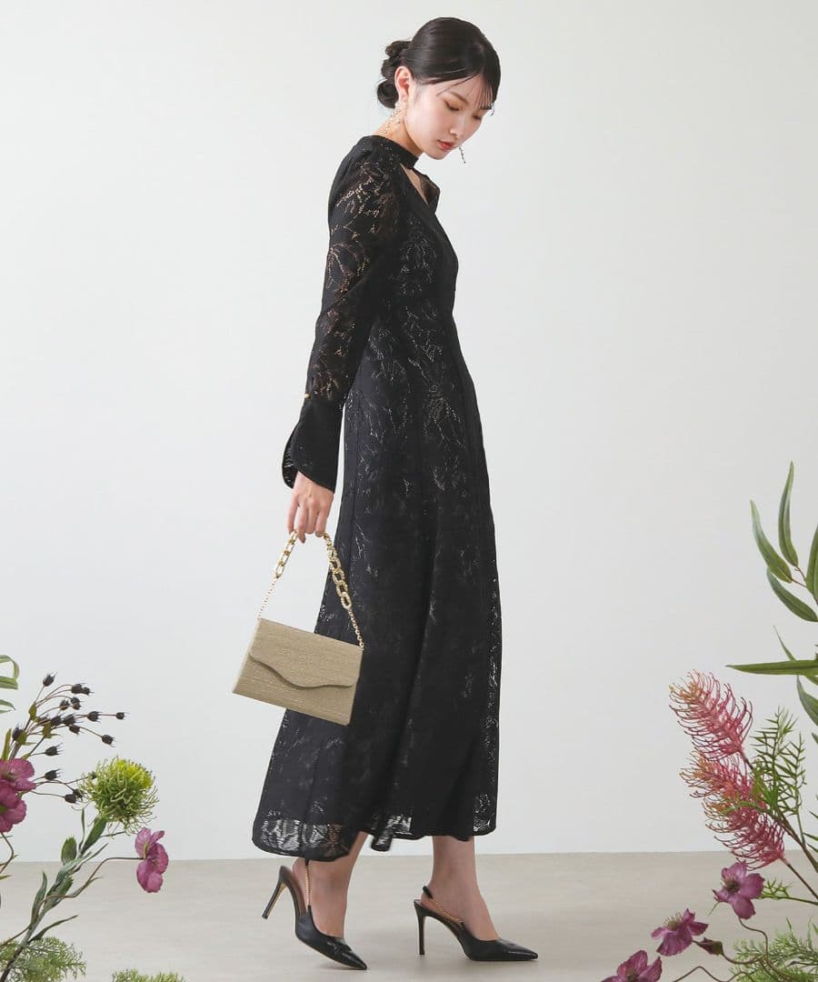 kanaレース バックオープン ティアドロップ ワンピース ドレス Sサイズ