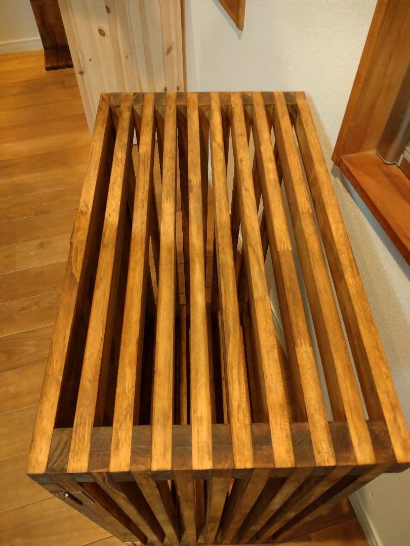 木製　ハンドメイド　オーダー　ワトコオイル　水槽台　アクアラック　ベンチシェルフ