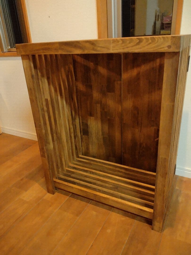 木製　ハンドメイド　オーダー　ワトコオイル　水槽台　アクアラック　ベンチシェルフ