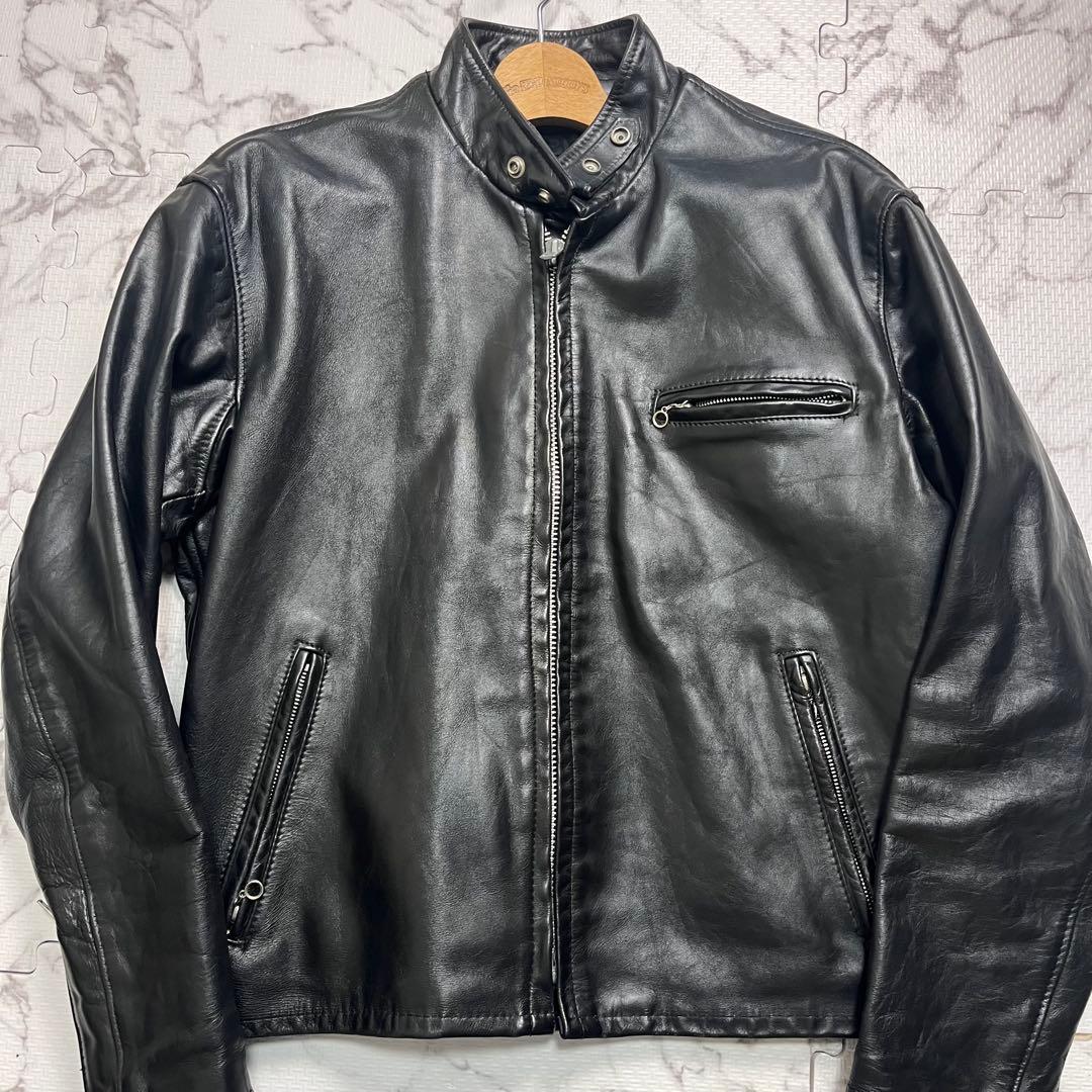 奇跡の44size✨【米国製】schott シングルライダース 641 黒