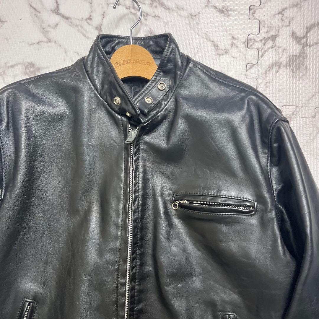 奇跡の44size✨【米国製】schott シングルライダース 641 黒