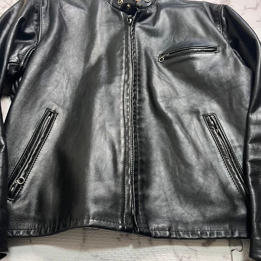 奇跡の44size✨【米国製】schott シングルライダース 641 黒