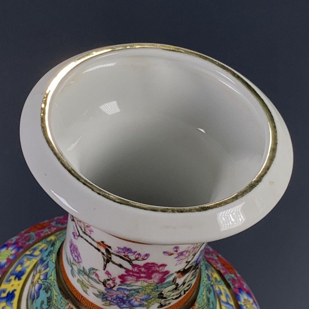 清代乾隆粉彩花鳥花瓶 景徳鎮 陶磁器 装飾品 現代工芸品美術品 置物