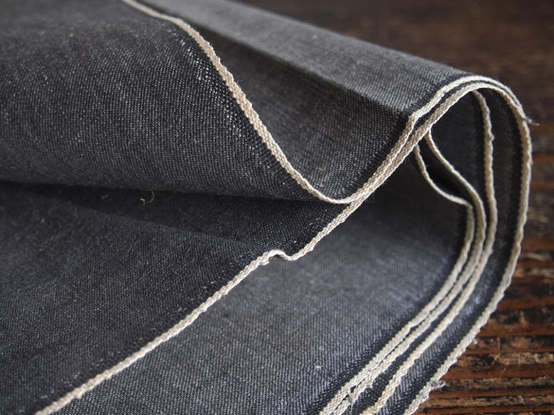 チャコールグレー デニム生地 71c×長340c デッドストック 古着/K300