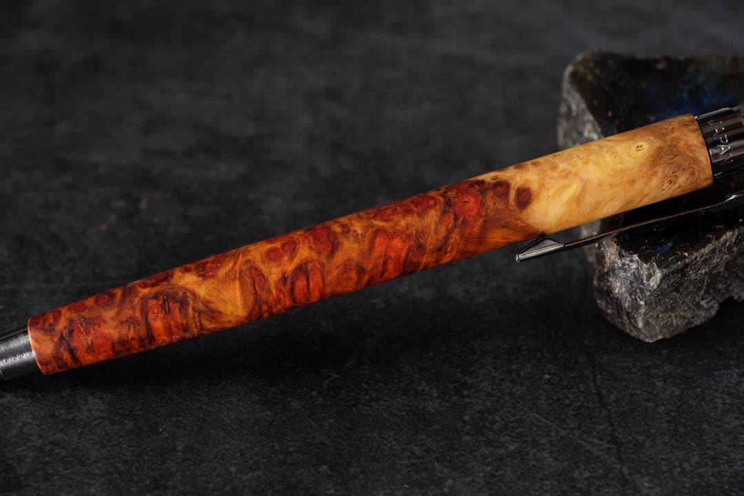 PG5木軸カスタム0174　高村杢工房 製図用シャープペンシル　花梨瘤　紅白