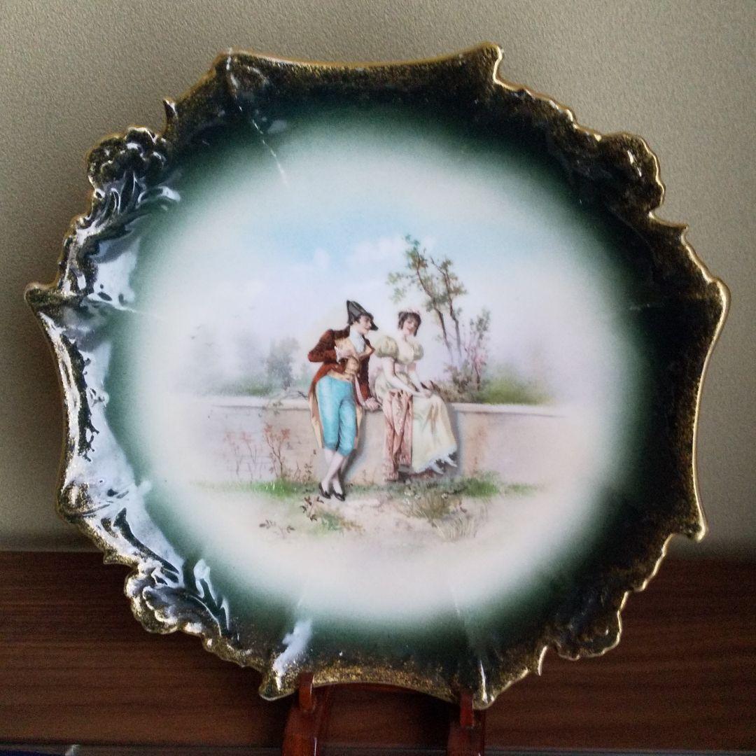 西洋、壁掛け陶器皿アンティーク