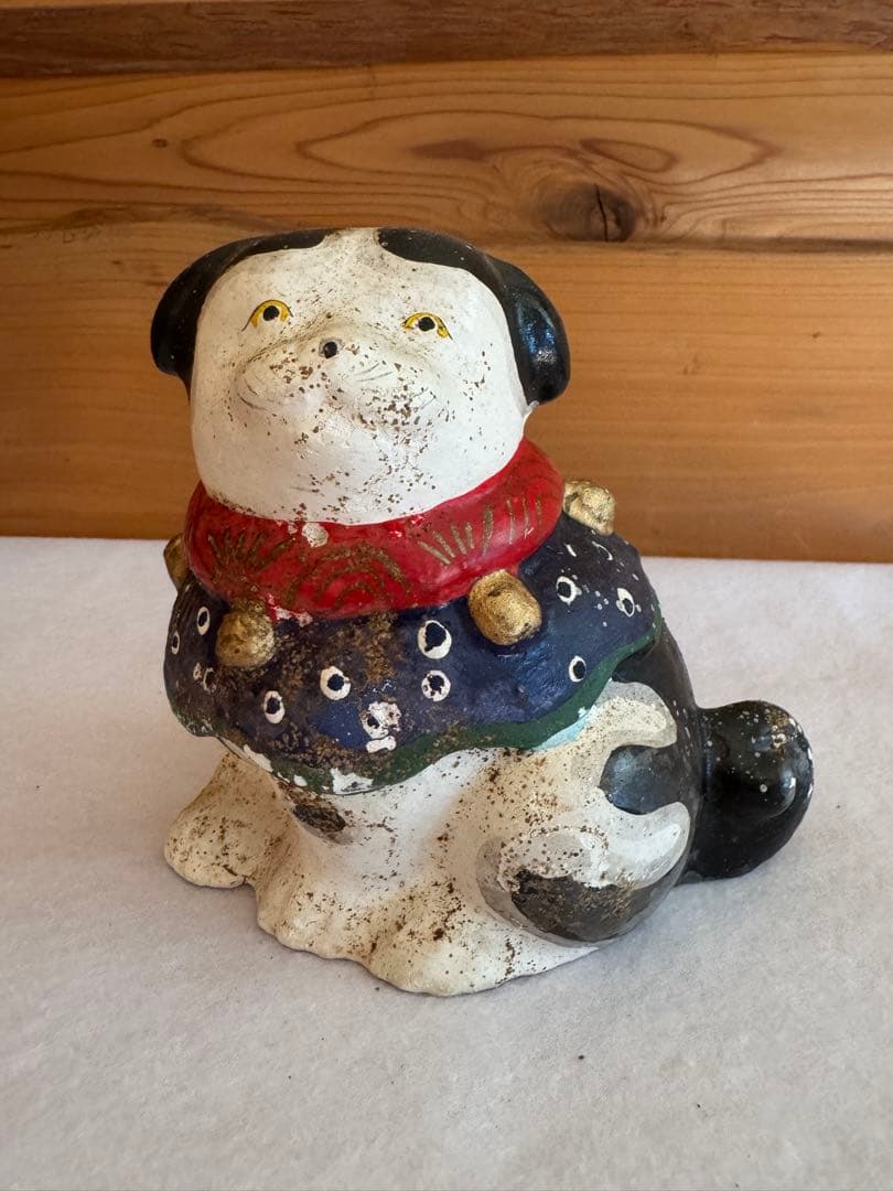 希少 中野土人形 奈良久雄 座り狆 郷土玩具 民藝 伝統文化 長野県