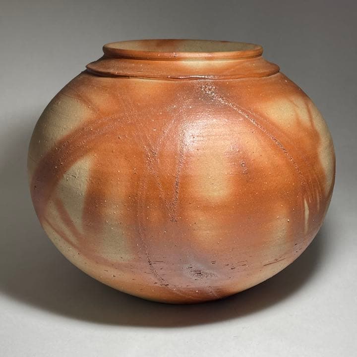 ◆備前 緋襷壺 『松井興之』作 岡山県重要無形文化財保持者◆