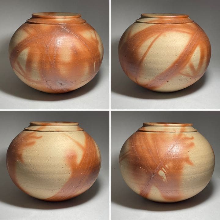 ◆備前 緋襷壺 『松井興之』作 岡山県重要無形文化財保持者◆