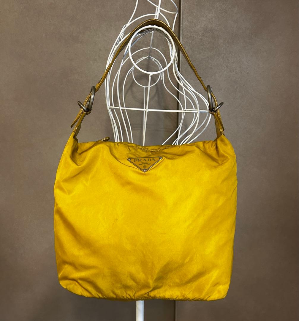 PRADA◆ナイロン サフィアーノ ◆ワン ショルダー バック◆イエロー/403