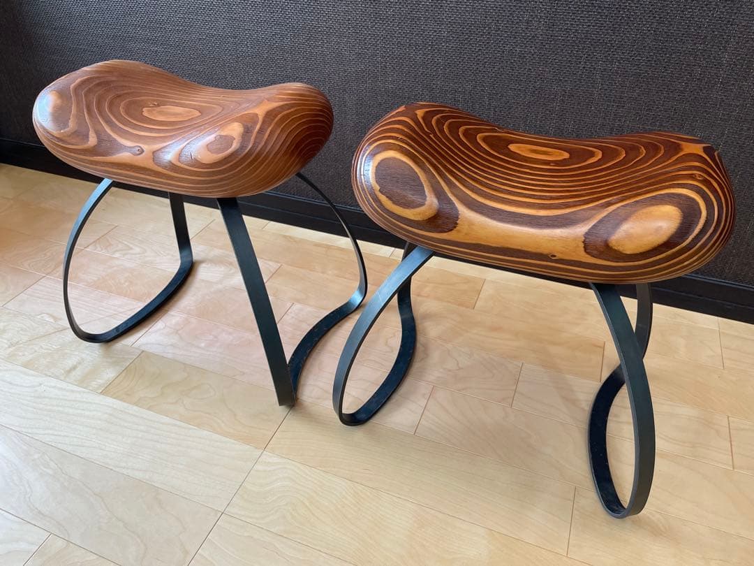 尾形欣一　BEAN STOOL 木製スツール 2脚セット