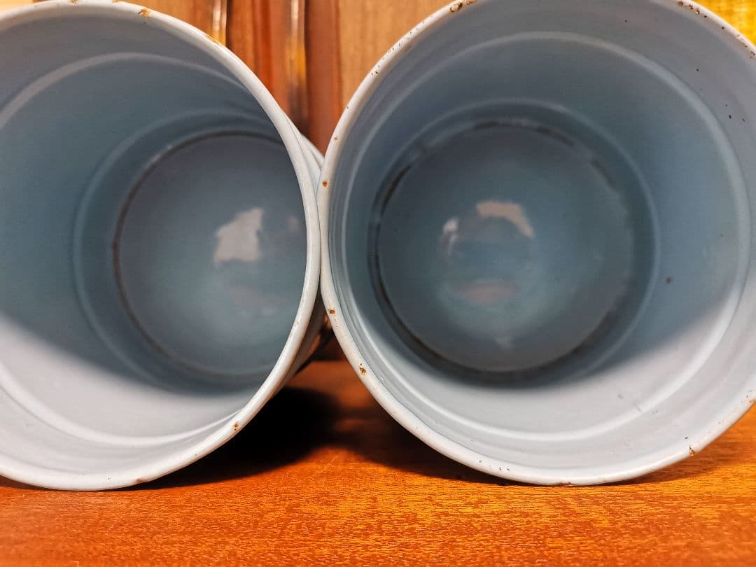 アンティークホーロー水色キャニスター3点セット美品