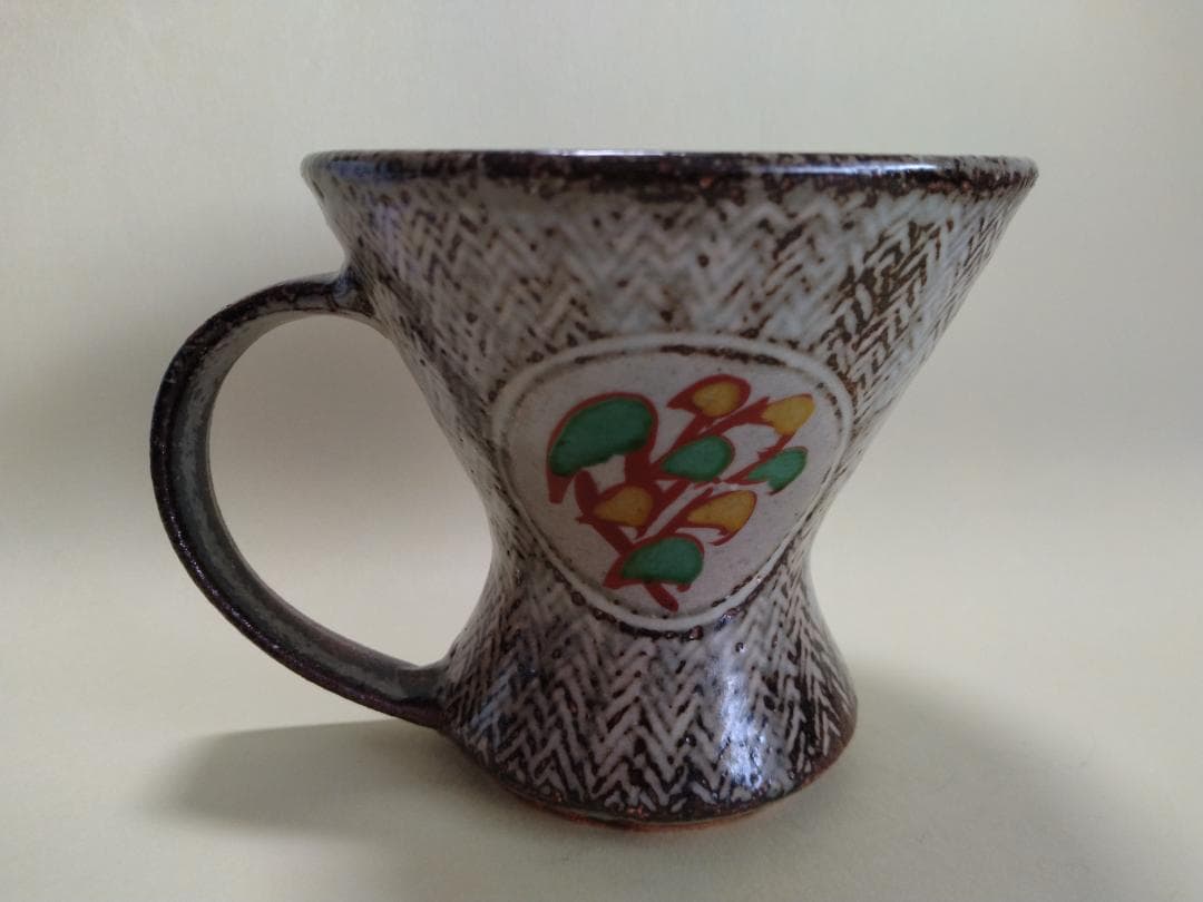 人間国宝・島岡達三・草花文ビアマグ