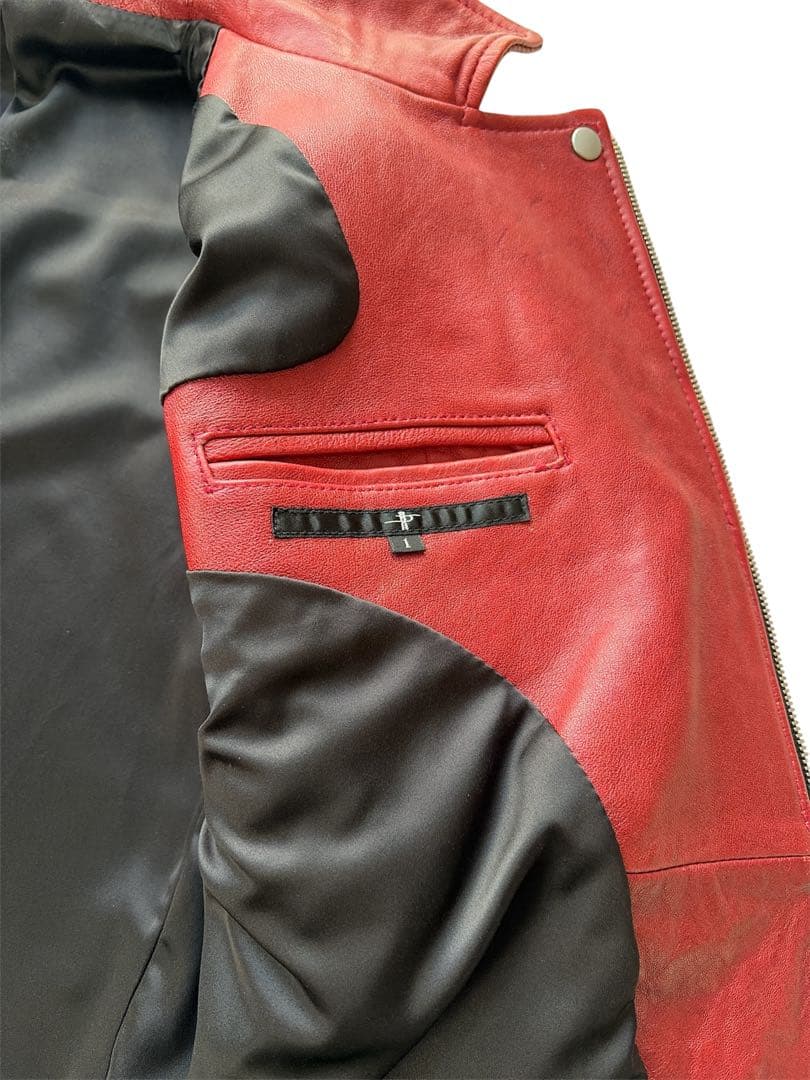 希少カラー noid ラムベジタブルWライダースジャケット レッド