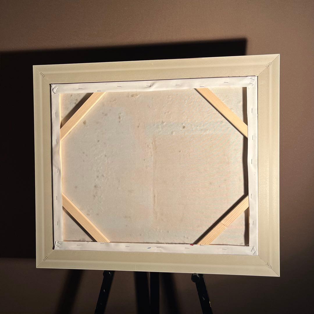 手書き油絵 パリの街角 額付き インテリア 油彩画