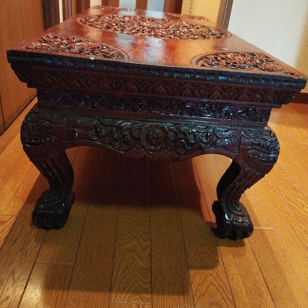 アンティーク家具　彫刻　机