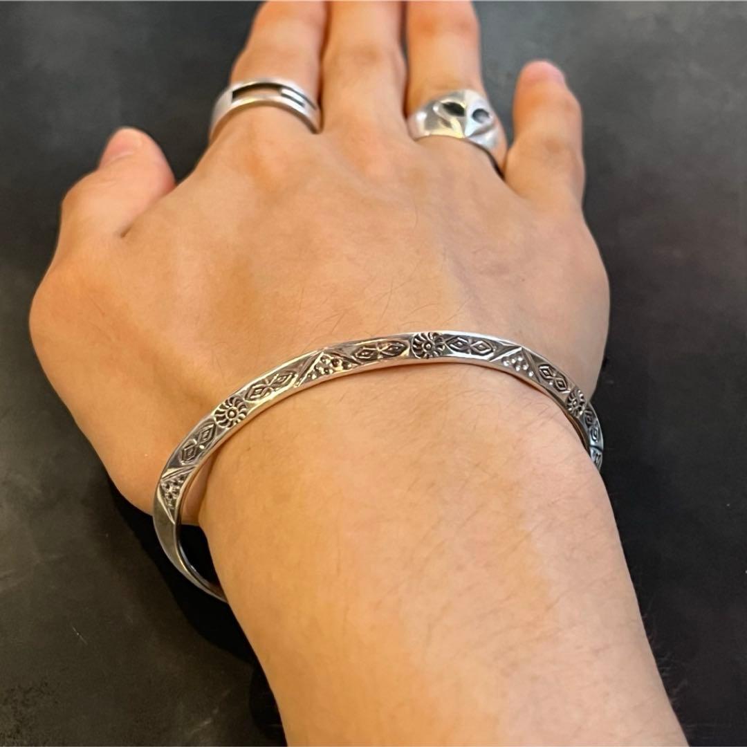 SILVER925 TRIBAL DESIGN BANGLE/シルバー/バングル