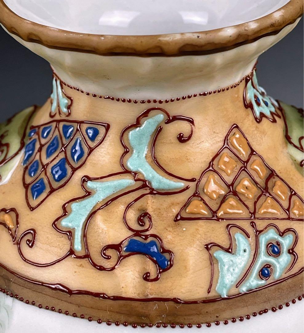 【美品】オールドノリタケ 約２５cm 薔薇紋 エナメル盛り 花瓶 アールヌーボー