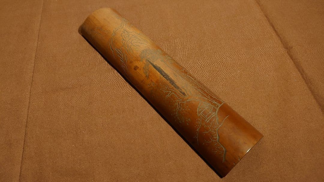 茶合　竹製　古竹　彫刻　茶道具　工芸　在銘　１客