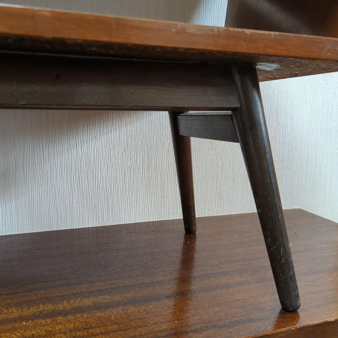 木製サイドテーブル ブラウン オープンシェルフ