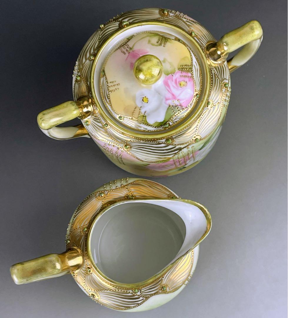 【専用】オールドノリタケ 薔薇紋 シュガーボウル クリーマー ジュエル 金盛り