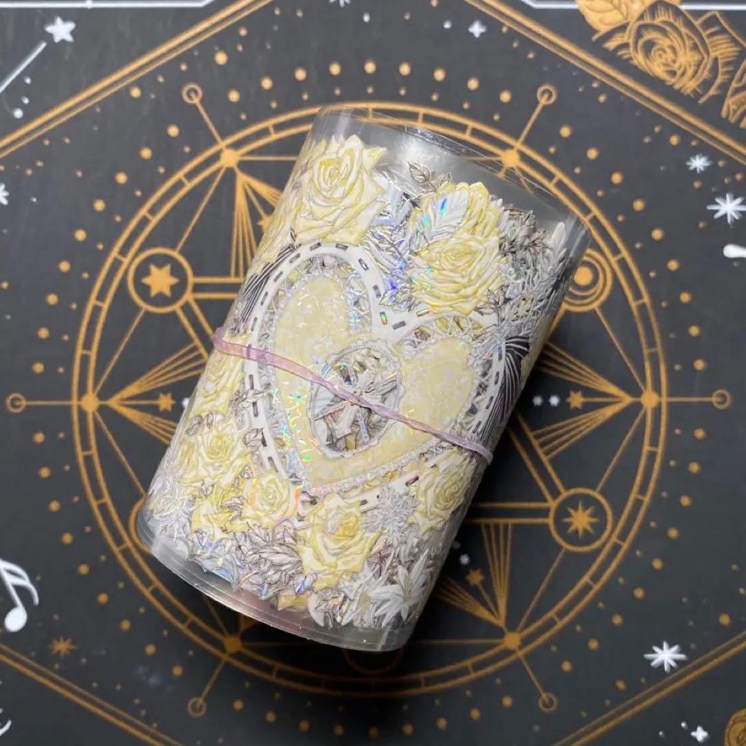 【9312】海外　マステ　中古巻　貝殻光マスキングテープ　黄色　装飾系　残量多め