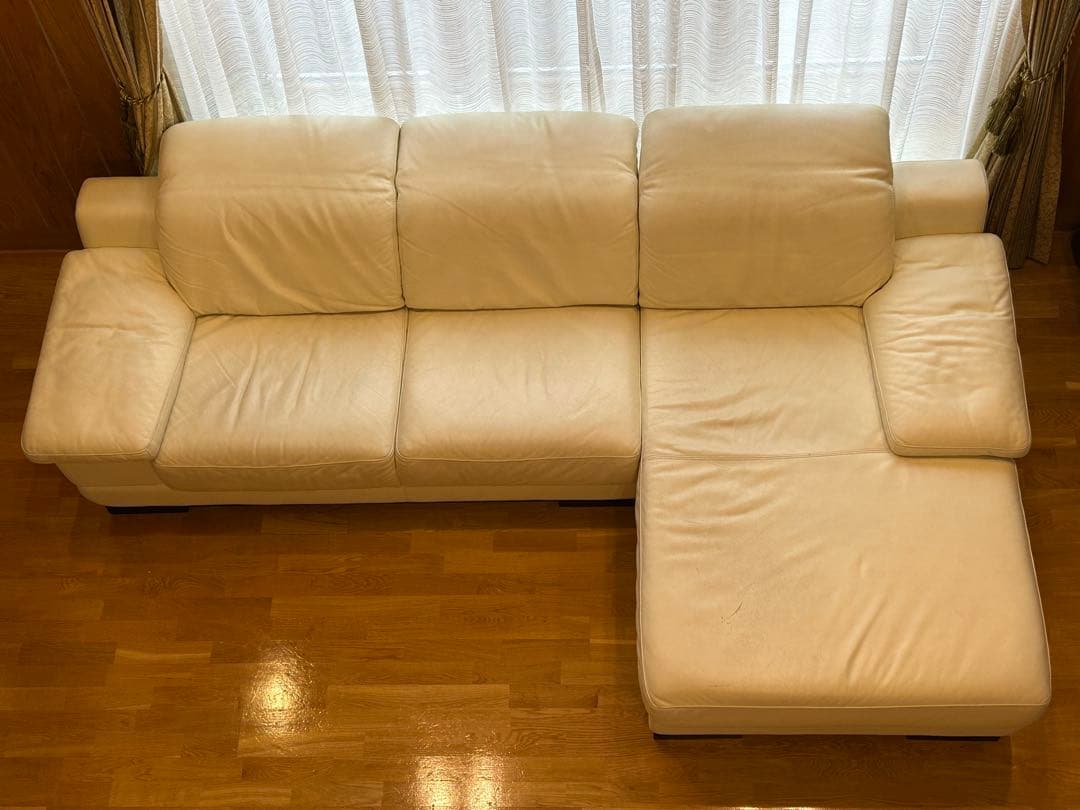 ② IDC大塚家具 L/S Comfort-08 カウチソファ 総本革 2/2