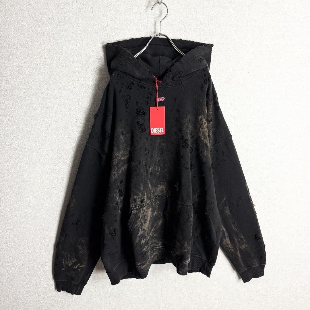 【新品☆完売モデル☆入手不可☆ダメージ】ディーゼル ウォッシュ加工 刺繍パーカー